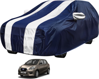 Auto Hub Car Cover For Datsun Go (With Mirror Pockets)(Blue, White)