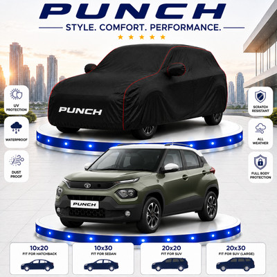 cappy Car Cover For Tata PUNCH (With Mirror Pockets)(Black, For 2017, 2018, 2019, 2020, 2021, 2022, 2023, 2024, 2025, 2026 Models)