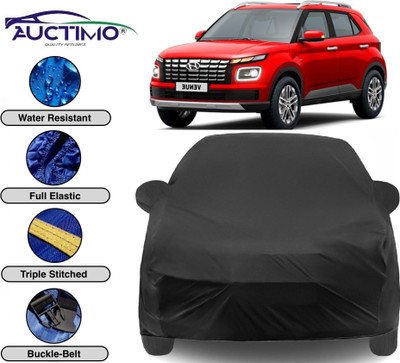 AUCTIMO Car Cover For Hyundai Venue (With Mirror Pockets)(Black)
