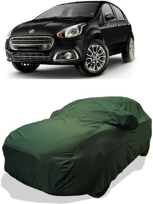 QLAX Car Cover For Hyundai Punto Evo (With Mirror Pockets)(Green)