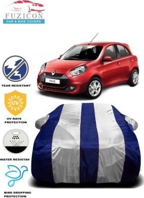 FUZICON Car Cover For Renault Pulse (With Mirror Pockets)(White, Blue)