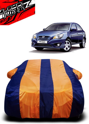 J S R Car Cover For Hyundai Verna Transform (With Mirror Pockets)(Orange, Blue)