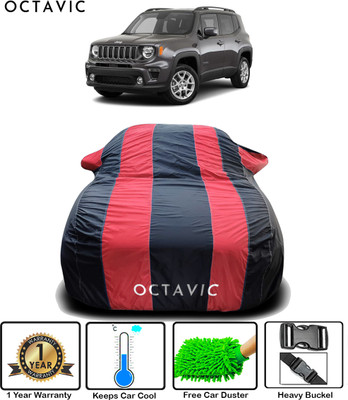 octavic Car Cover For Jeep Jeep (With Mirror Pockets)(Red)