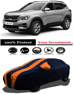 Amexride Car Cover For Kia Seltos HTK Plus AT 1.5 Diesel (With Mirror Pockets)(Orange)