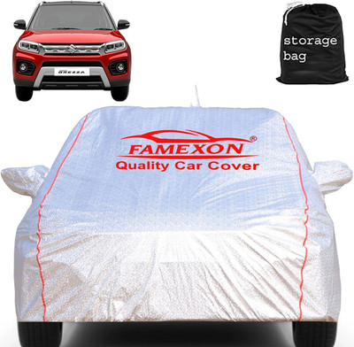 FAMEXON Car Cover For Maruti Vitara Brezza (With Mirror Pockets)(Silver, For 2022, 2023, 2024, 2025 Models)