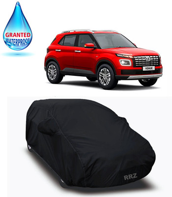 RRZ Car Cover For Hyundai Venue (With Mirror Pockets)(Black, For 2020 Models)