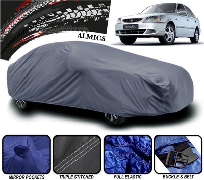 ALMICS Car Cover For Hyundai Accent (With Mirror Pockets)(Grey)