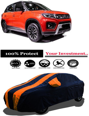 Amexride Car Cover For Maruti Suzuki Vitara Brezza (With Mirror Pockets)(Orange)