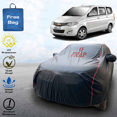 Frap Car Cover For Chevrolet Enjoy (With Mirror Pockets)(Black, Red)