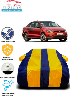 FUZICON Car Cover For Volkswagen Vento (With Mirror Pockets)(Yellow, Blue)