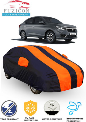 FUZICON Car Cover For HM Amaze VX i-VTEC (With Mirror Pockets)(Orange, Blue)