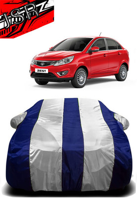 J S R Car Cover For Tata Zest (With Mirror Pockets)(White, Blue)