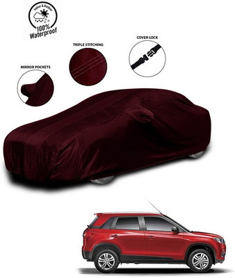 ANTHUB Car Cover For Maruti Suzuki Vitara Brezza Facelift (Without Mirror Pockets)(Red, For 2020, 2021, 2022, 2023, 2024 Models)