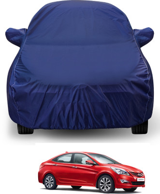 Auto Hub Car Cover For Hyundai Fluidic Verna (With Mirror Pockets)(Blue)