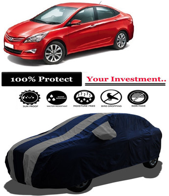 Amexride Car Cover For Hyundai Verna 1.6 CRDi AT S (With Mirror Pockets)(Grey)