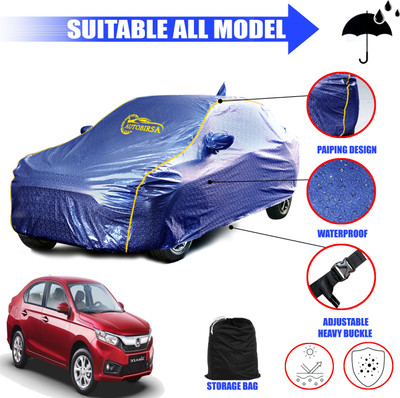 AUTOBIRSA Car Cover For Honda Amaze (With Mirror Pockets)(Blue, For 2018, 2019, 2020, 2021, 2022, 2023, 2024 Models)