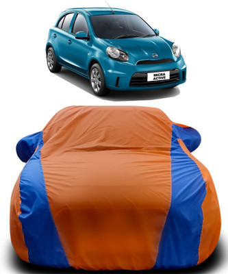 AMVISH Car Cover For Nissan Micra Active (With Mirror Pockets)(Orange, Blue)