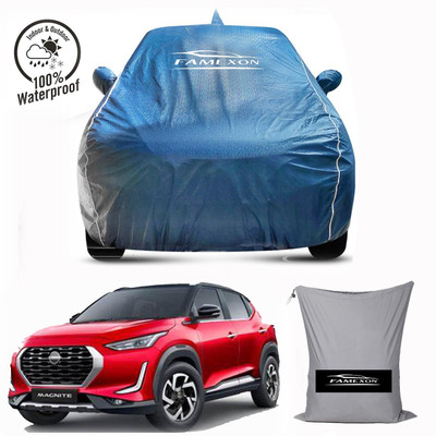 FAMEXON Car Cover For Nissan Magnite (With Mirror Pockets)(Blue)