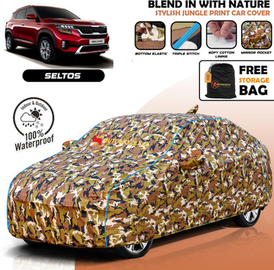 AUTOMOZEXO Car Cover For Kia SELTOS (With Mirror Pockets)(Multicolor)