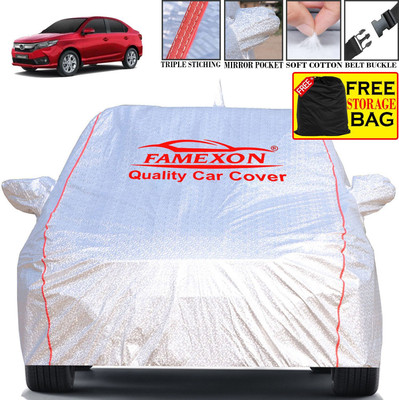 FAMEXON Car Cover For Honda Amaze (With Mirror Pockets)(Silver)