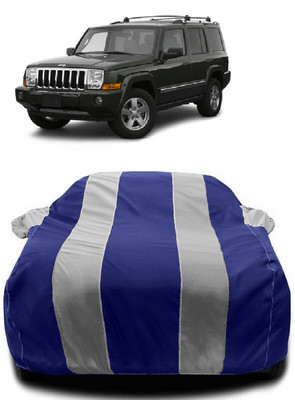 Autoprime Car Cover For Jeep Commander 2WD Disc Break (With Mirror Pockets)(White, Blue)
