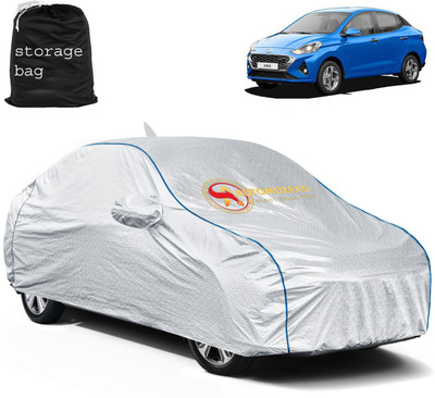 AUTOMOZEXO Car Cover For Hyundai Aura (With Mirror Pockets)(Silver)