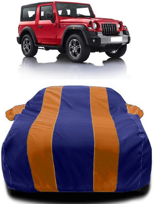 Autoprime Car Cover For Mahindra Thar (With Mirror Pockets)(Orange, Blue)