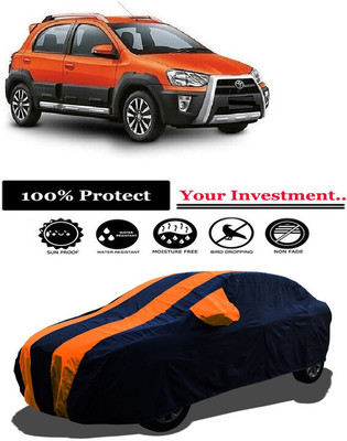 Amexride Car Cover For Toyota Etios Cross 1.5L V Petrol (With Mirror Pockets)(Orange)