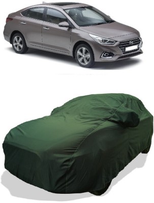 Coxtor Car Cover For Hyundai Verna 1.4 CRDi (With Mirror Pockets)(Green)