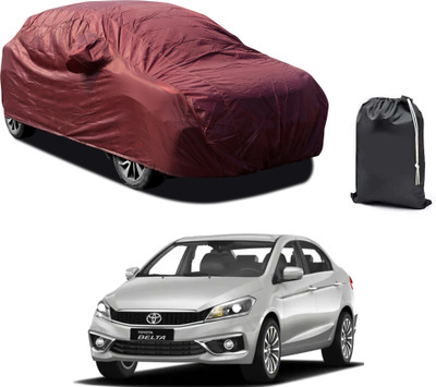 PAGORA Car Cover For Toyota Universal For Car (With Mirror Pockets)(Maroon)