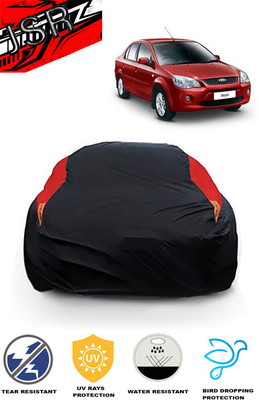 J S R Car Cover For Ford Ikon (With Mirror Pockets)(Red, Black)