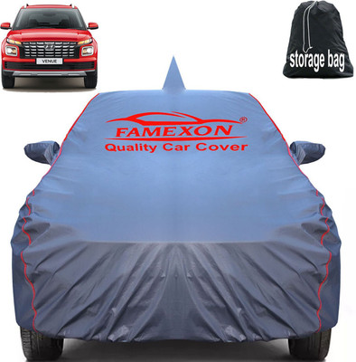 FAMEXON Car Cover For Hyundai Venue (With Mirror Pockets)(Grey, For 2019, 2020, 2021, 2022, 2023, 2024, 2025 Models)