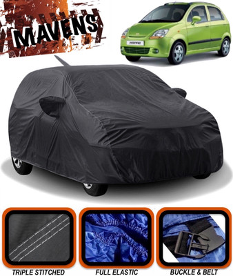 MAVENS Car Cover For Chevrolet Spark (With Mirror Pockets)(Black)