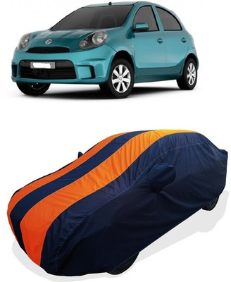 Coxtor Car Cover For Nissan Micra Active XL Petrol (With Mirror Pockets)(Orange)