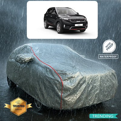 PAGORA Car Cover For Kia Seltos HTX 1.5 (With Mirror Pockets)(Silver, Red)
