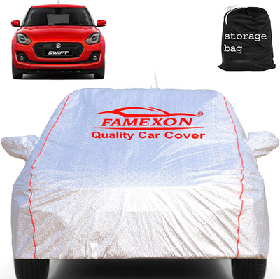 FAMEXON Car Cover For Maruti Suzuki Swift (With Mirror Pockets)(Silver)