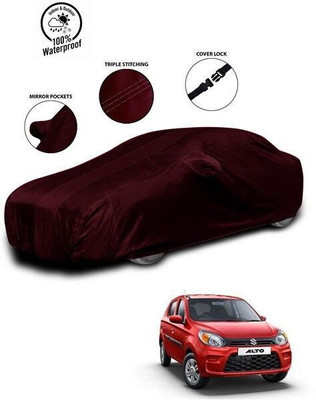 ANTHUB Car Cover For Maruti Suzuki Alto 800 (With Mirror Pockets)(Red)