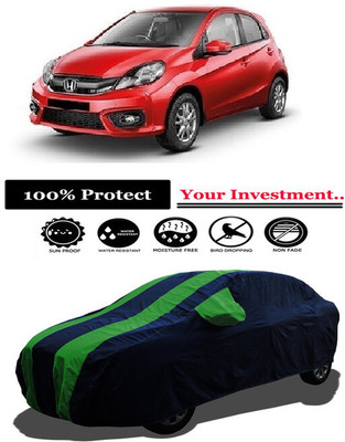 Amexride Car Cover For Honda Brio (With Mirror Pockets)(Green)