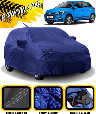 R Rayvin Star Car Cover For Hyundai Elite i20 (With Mirror Pockets)(Blue)