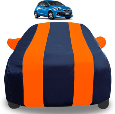 Auto Hub Car Cover For Honda Brio (With Mirror Pockets)(Orange)