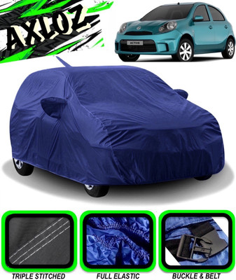 AXLOZ Car Cover For Nissan Micra Active (With Mirror Pockets)(Blue)