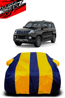 J S R Car Cover For Chevrolet TUV 300 T10 Opt Dual Tone Diesel (With Mirror Pockets)(Yellow, Blue)