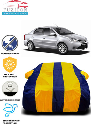 FUZICON Car Cover For Toyota Etios (With Mirror Pockets)(Yellow, Blue)