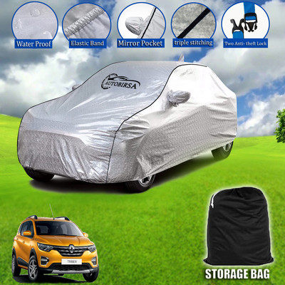 AUTOBIRSA Car Cover For Renault Triber RXL (With Mirror Pockets)(Silver, Grey)