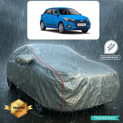 PAGORA Car Cover For Hyundai Elite i20 (With Mirror Pockets)(Silver, Red)