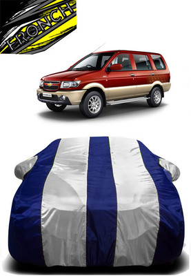 FRONCH Car Cover For Chevrolet Tavera 7 STR (With Mirror Pockets)(White, Blue)