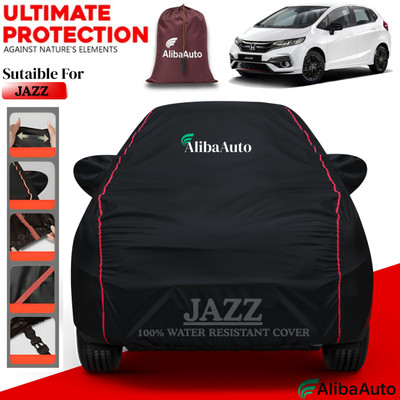 AlibaAuto Car Cover For Honda Jazz (With Mirror Pockets)(Black, Red, For 2019, 2020, 2021, 2022, 2023, 2024 Models)
