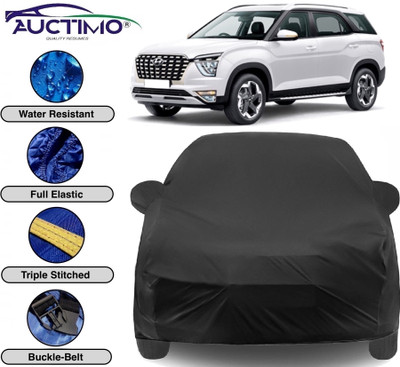AUCTIMO Car Cover For Hyundai Alcazar (With Mirror Pockets)(Black)