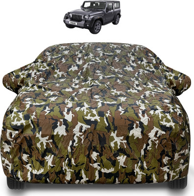 Auto Hub Car Cover For Mahindra Thar (With Mirror Pockets)(Brown)