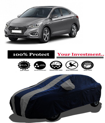 Amexride Car Cover For Hyundai Verna 1.6 SX VTVT (With Mirror Pockets)(Grey)